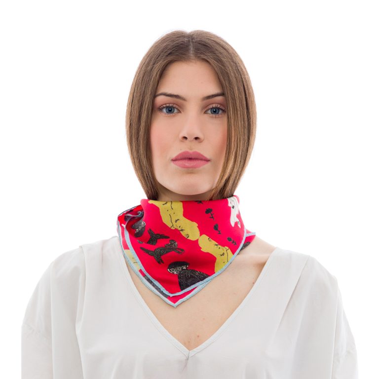Silk Scarf Make Some Noise Red | 45x45cm
